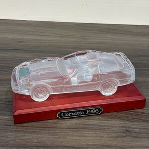 Vintage Mikasa Germany Lead Crystal 1986 Corvette With Detached Wood Stand